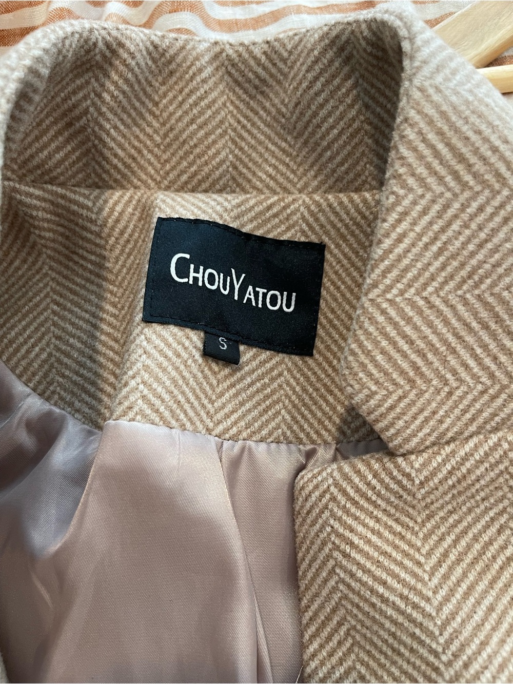 Stylish khaki herringbone blazer S - Picture 7 of 10